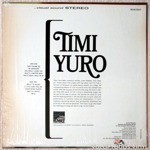 Timi Yuro ‎– Timi Yuro vinyl record back cover