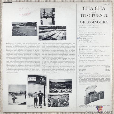 Tito Puente – Cha Cha With Tito Puente At Grossinger's vinyl record back cover