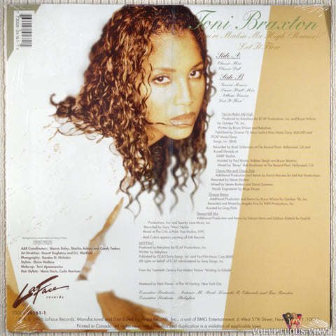 Toni Braxton – You're Makin' Me High (Remix) / Let It Flow vinyl record back cover