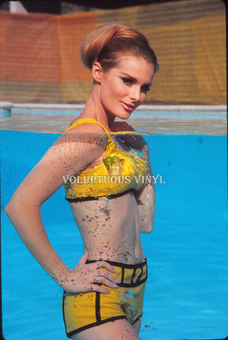 Toni O'Connor Sexy Yellow Swimsuit 1960's Color Transparency