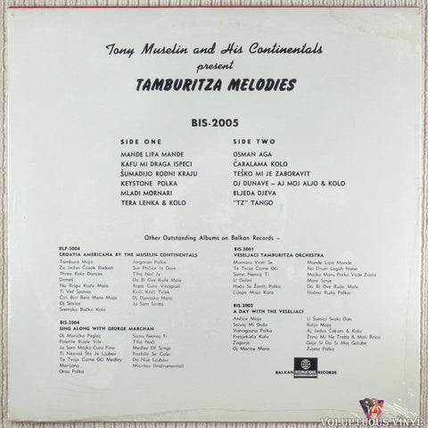 Tony Muselin And His Continentals ‎– Tamburitza Melodies vinyl record back cover