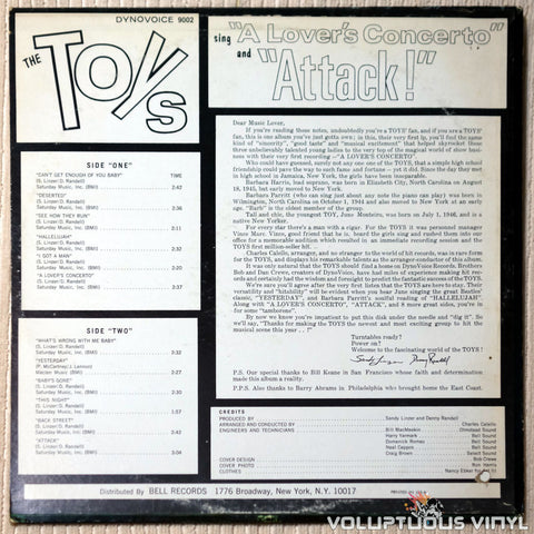 The Toys ‎– The Toys Sing "A Lover's Concerto" And "Attack" - Vinyl Record - Back Cover