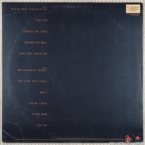 Tracy Chapman ‎– Tracy Chapman vinyl record back cover