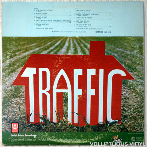 Traffic ‎– Traffic vinyl record back cover
