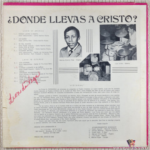 Trio Ecos Melodicos, Nachile Rivera – ¿Donde Llevas A Cristo? vinyl record back  cover