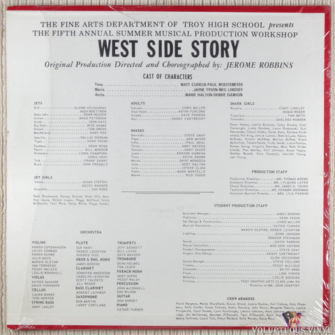Troy High School ‎– 1969 Summer Musical Production Workshop: West Side Story vinyl record back cover