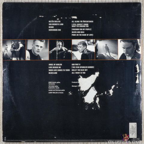 U2 ‎– Rattle And Hum vinyl record back cover