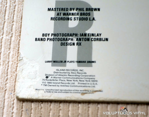 U2 ‎– War - Vinyl Record - Front Cover Corner