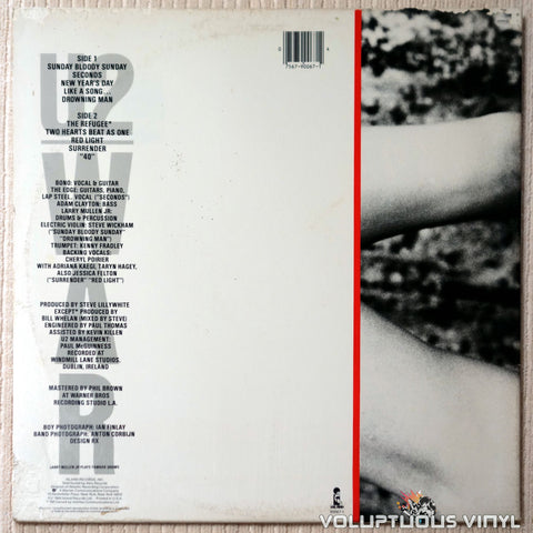 U2 ‎– War - Vinyl Record - Back Cover