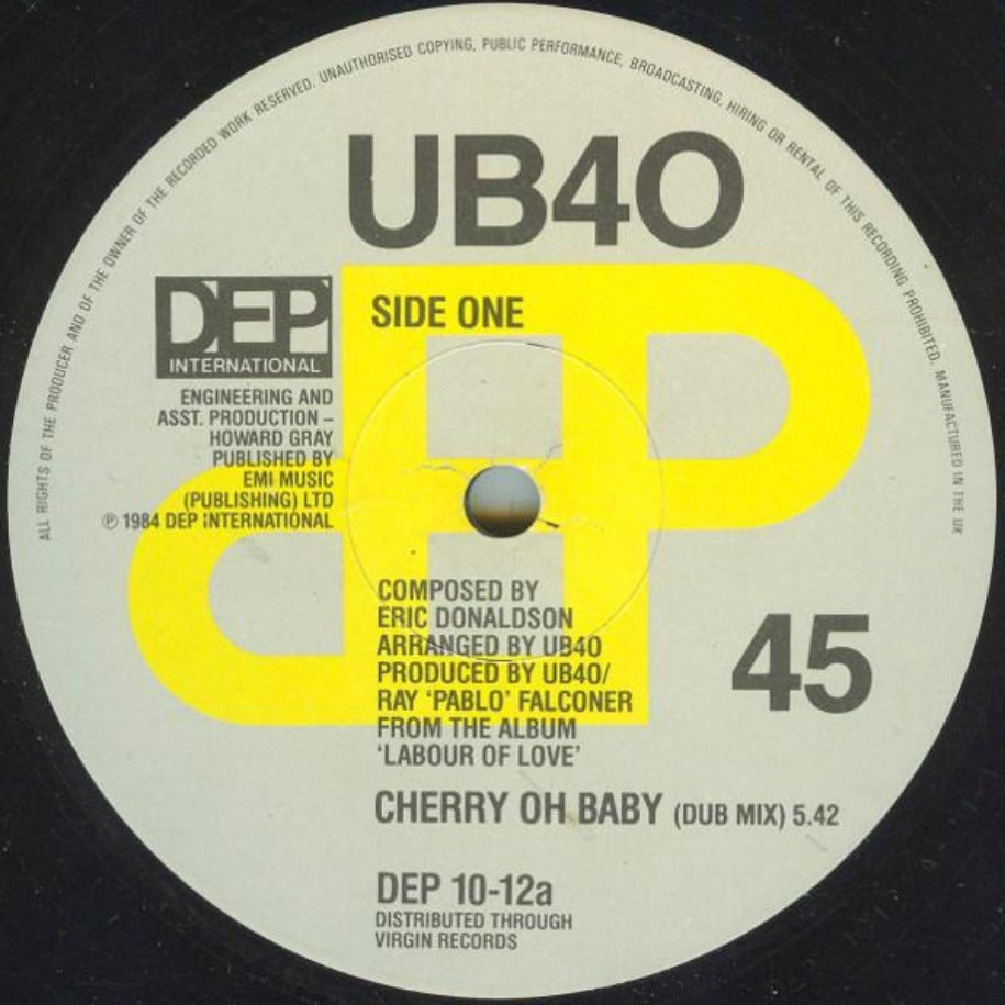 UB40 ‎– Cherry Oh Baby (Dub Mix) vinyl record Side A