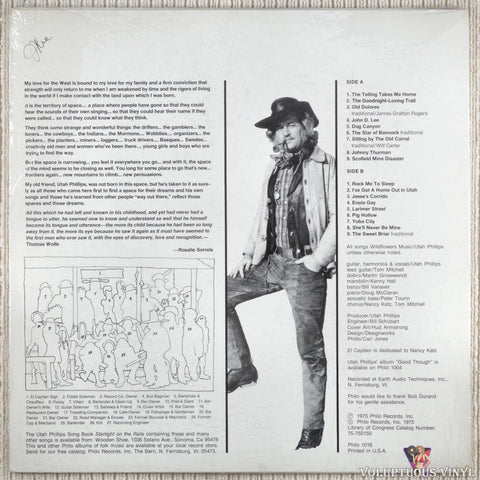 Utah Phillips – El Capitan vinyl record back cover
