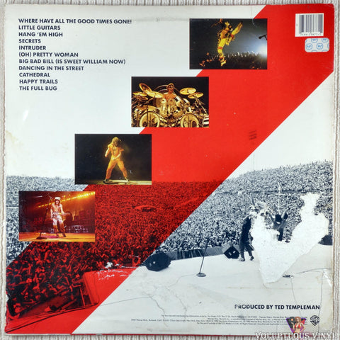 Van Halen ‎– Diver Down vinyl record back cover