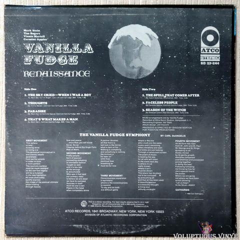 Vanilla Fudge ‎– Renaissance vinyl record back cover