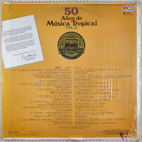 Various ‎– 50 Años De Música Tropical Vol. II vinyl record back cover