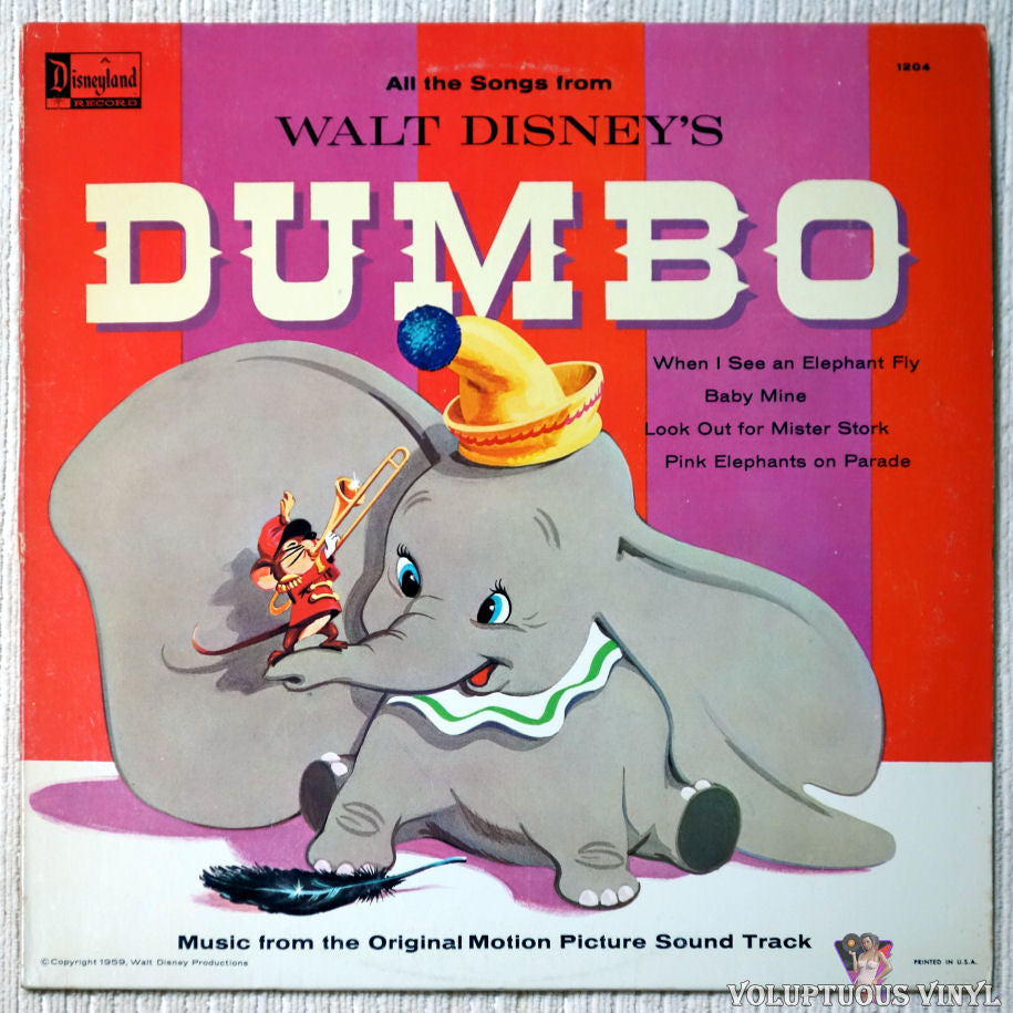 Various ‎– All The Songs From Walt Disney's Dumbo vinyl record front cover