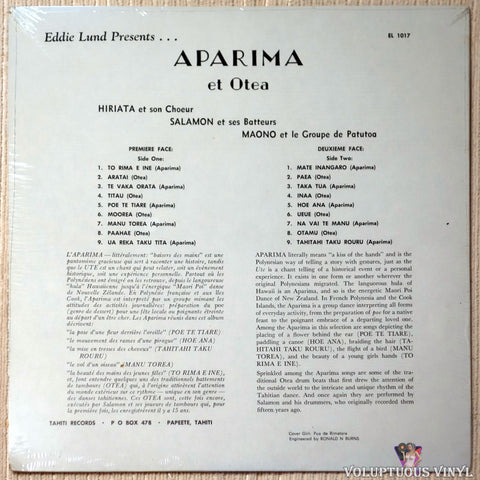 Various ‎– Aparima Et Otea vinyl record back cover