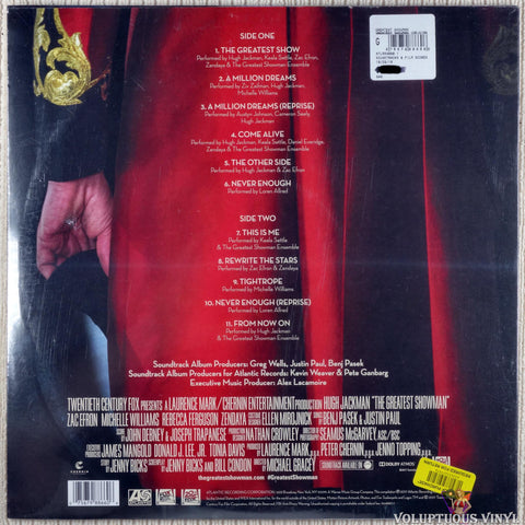 Various, Benj Pasek, Justin Paul ‎– The Greatest Showman (Original Motion Picture Soundtrack) vinyl record back cover