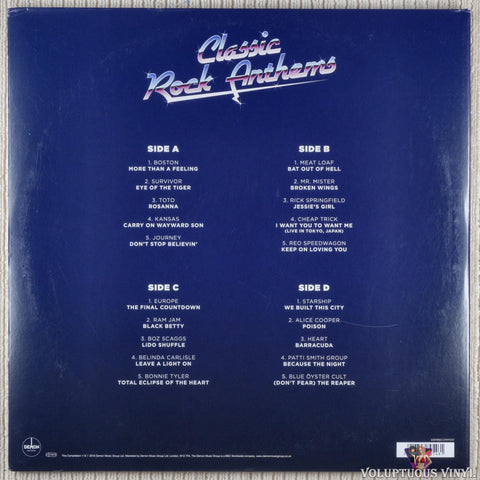 Various ‎– Classic Rock Anthems vinyl record back cover