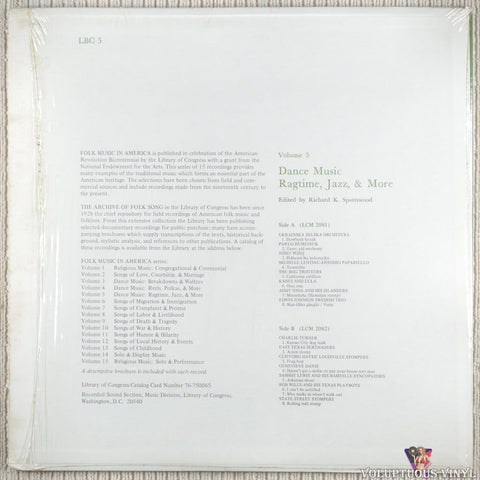 Various – Dance Music: Ragtime, Jazz, & More vinyl record back cover