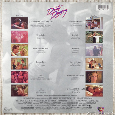 Various ‎– Dirty Dancing (Original Soundtrack From The Vestron Motion Picture) vinyl record back cover