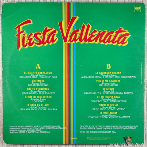 Various ‎– Fiesta Vallenata vinyl record back cover