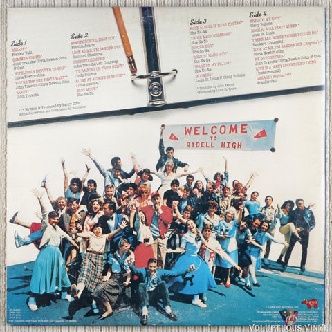 Various ‎– Grease (The Original Soundtrack From The Motion Picture) vinyl record back cover
