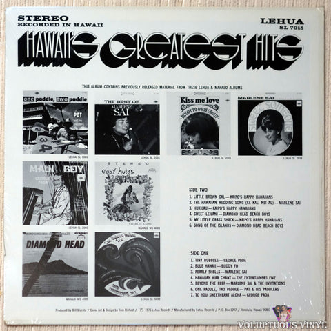 Various ‎– Hawaii's Greatest Hits vinyl record back cover