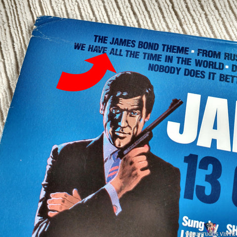 Various – James Bond - 13 Original Themes vinyl record front cover top left corner