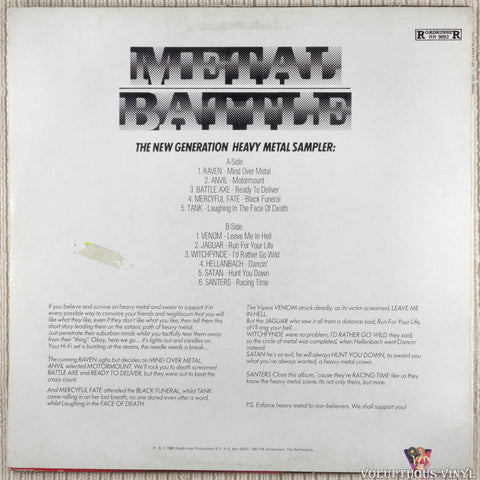 Various ‎– Metal Battle vinyl record back cover