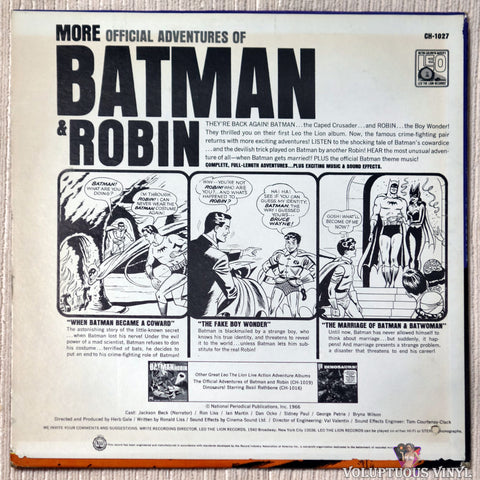 Various ‎– More Official Adventures Of Batman & Robin vinyl record back cover
