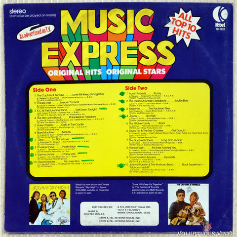 Various ‎– Music Express vinyl record back cover