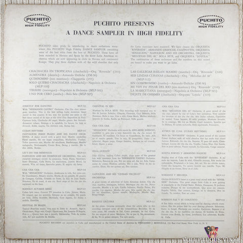 Various – "Puchito" Dance Sampler vinyl record back cover