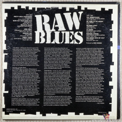 Various ‎– Raw Blues vinyl record back cover