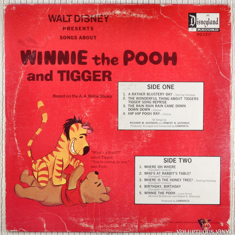 Various – Songs About Winnie The Pooh And Tigger vinyl record back cover
