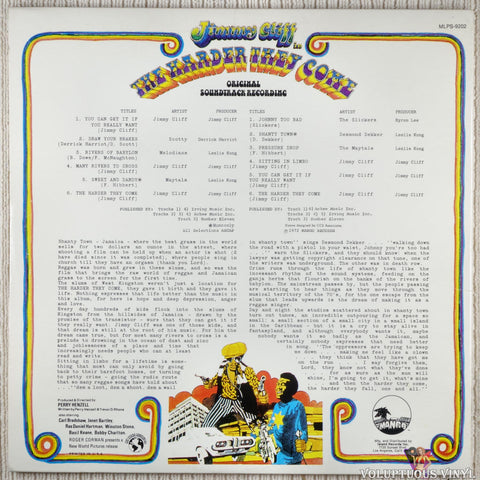 Various ‎– The Harder They Come vinyl record back cover