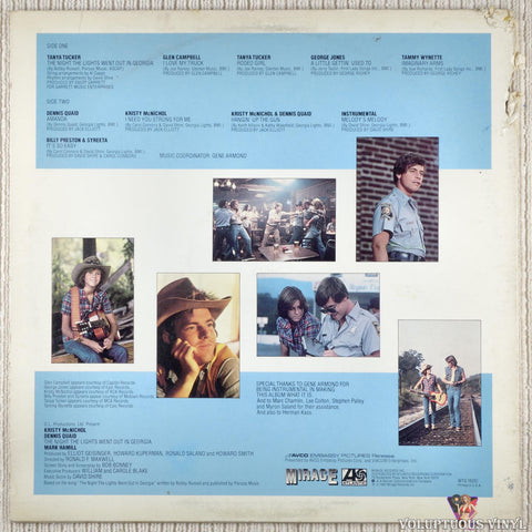 Various – The Night The Lights Went Out In Georgia: An Original Soundtrack Recording vinyl record back cover