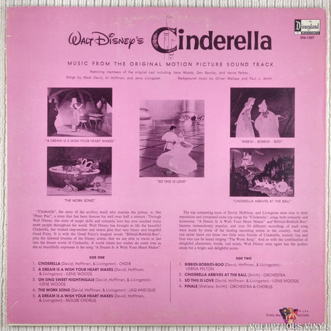 Various ‎– Walt Disney's Cinderella vinyl record back cover