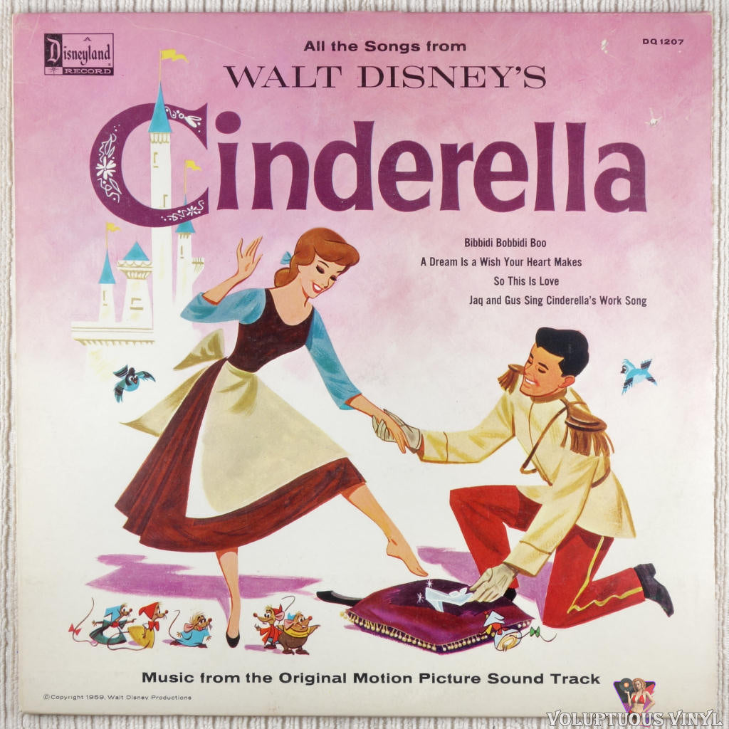 Various ‎– Walt Disney's Cinderella vinyl record front cover