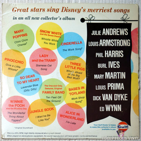 Various ‎– Walt Disney's Merriest Songs vinyl record back cover