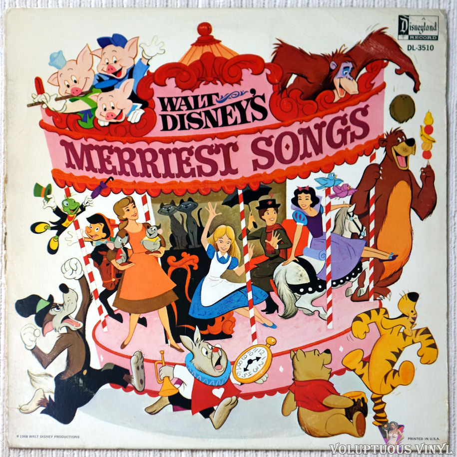 Various ‎– Walt Disney's Merriest Songs vinyl record front cover