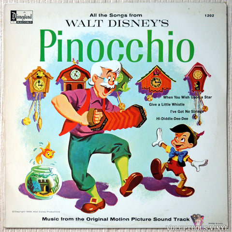 Various ‎– Walt Disney's Pinocchio vinyl record front cover