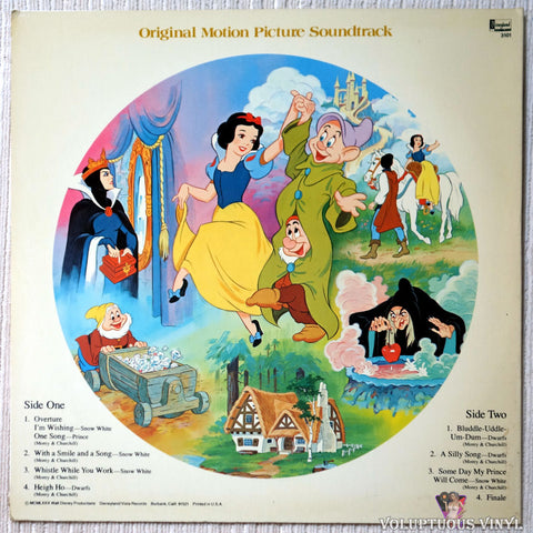 Various ‎– Walt Disney's Snow White And The Seven Dwarfs vinyl record back cover