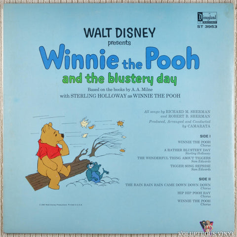 Various ‎– Winnie The Pooh And The Blustery Day vinyl record back cover