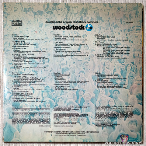 Various ‎– Woodstock - Music From The Original Soundtrack And More vinyl record back cover