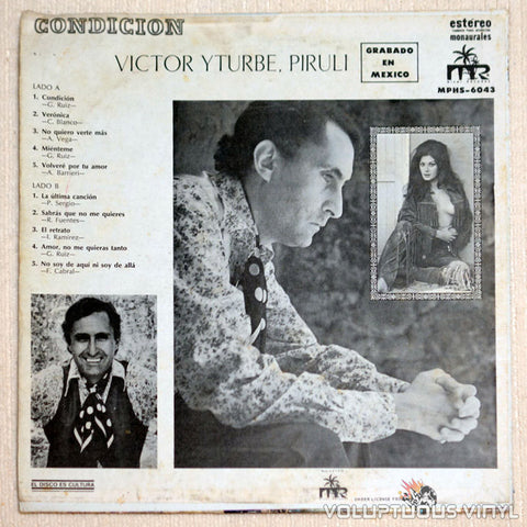 Victor Yturbe "Pirulí" Condicion Vinyl Record Back Cover Edwige Fenech
