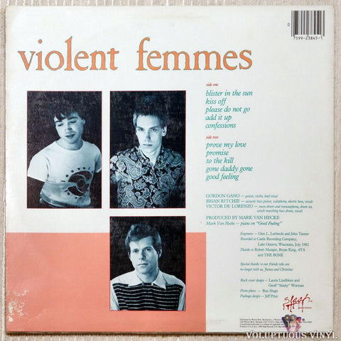 Violent Femmes ‎– Violent Femmes vinyl record back cover