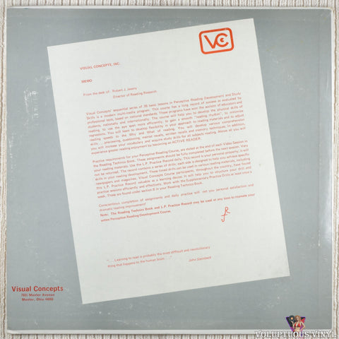 Visual Concepts – Developmental Reading Practice Record vinyl record back cover