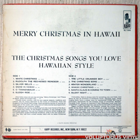 The Waikikis ‎– Merry Christmas In Hawaii vinyl record back cover