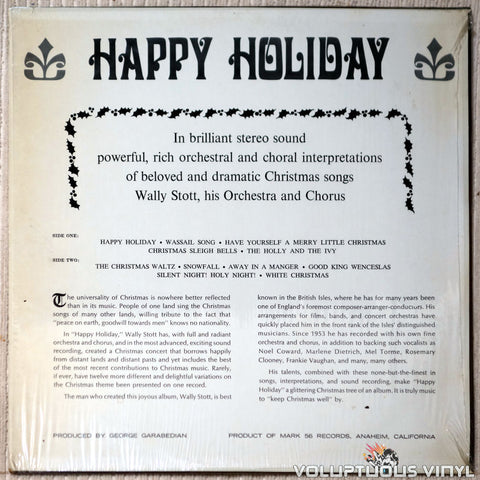 Wally Stott, His Orchestra and Chorus ‎– Happy Holiday: Christmas In Stereo vinyl record back cover