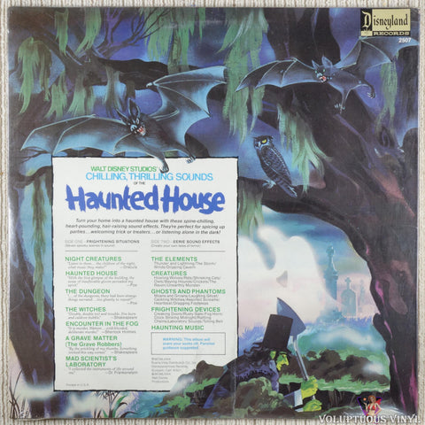 No Artist ‎– Walt Disney Studios' Chilling, Thrilling Sounds Of The Haunted House vinyl record back cover